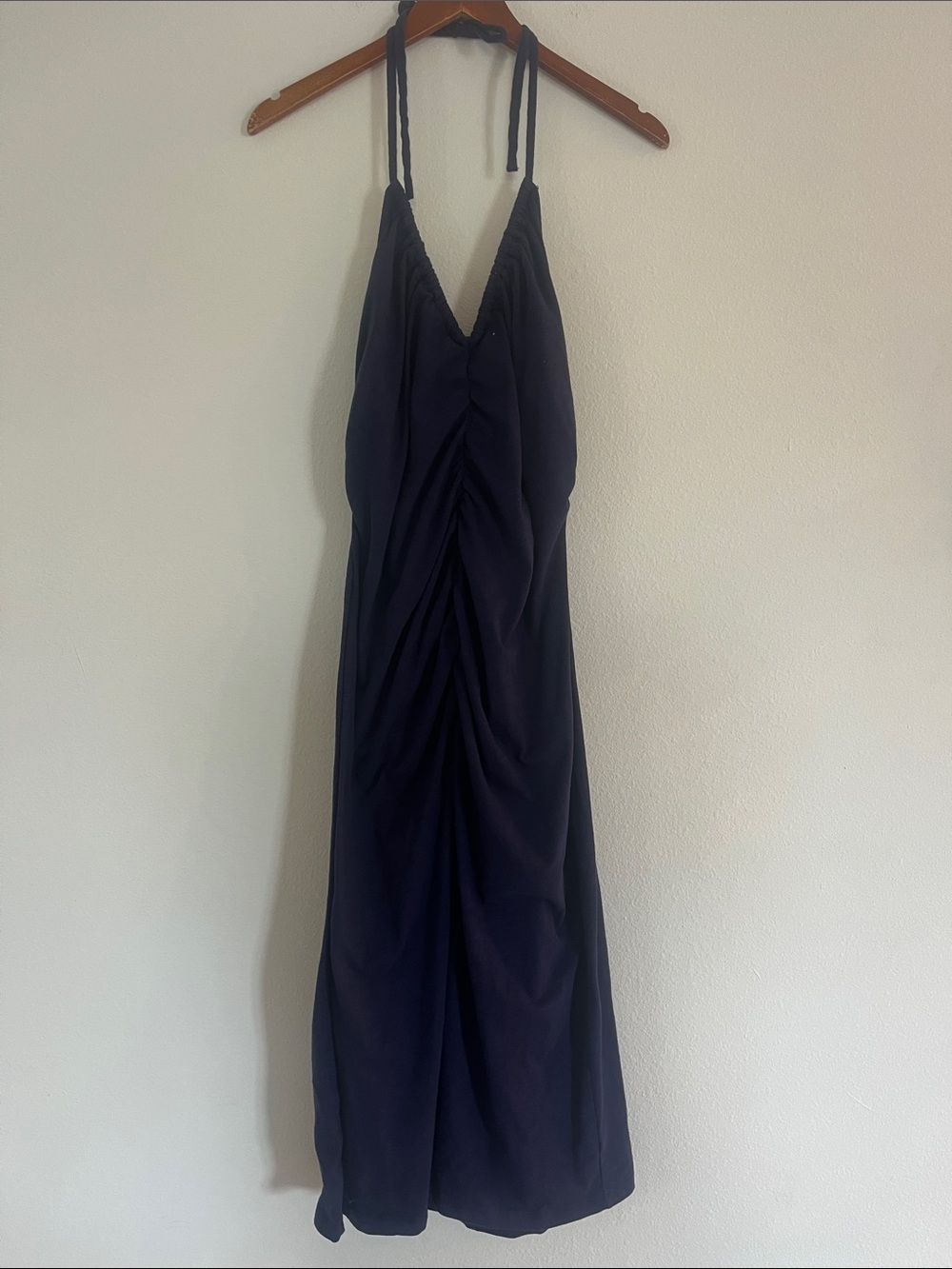 Universal Thread Blue Ruched Front Halter Style Midi Dress